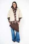 PELLICCIA PONCHO CON CAPPUCCIO BEIGE