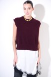 GILET CROP PARICOLLO VINO