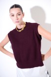 GILET CROP PARICOLLO VINO
