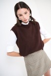 GILET CROP PARICOLLO MORO