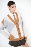 CARDIGAN OVER ROMBI CAMMELLO