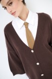 CARDIGAN MANICA CORTA BOTTONI GIOIELLO MORO