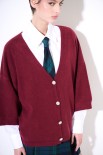 CARDIGAN MANICA CORTA BOTTONI GIOIELLO VINO