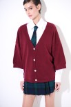 CARDIGAN MANICA CORTA BOTTONI GIOIELLO VINO