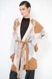 GIACCA KIMONO IN MAGLIA ROMBI CAMMELLO