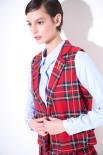 GILET CHECK CON SPILLA CERVO ROSSO