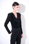 BODY FLOCCATO CON PIZZO NERO