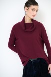 MAGLIA COLLO CIAMBELLA MANICA COSTINA VINO