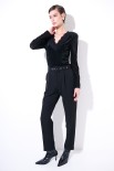 PANTALONE SLIM CINTURA FODERATA NERO