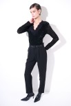 PANTALONE SLIM CINTURA FODERATA NERO