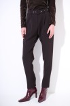 PANTALONE SLIM CINTURA FODERATA MORO