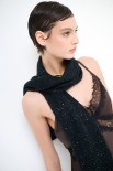 SCIARPA MICROPAILLETTESMISTO MOHAIR NERO