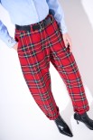 PANTALONE OVETTO CHECK ROSSO