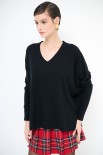 MAGLIA COLLO V MANICA LUNGA NERO