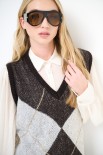 GILET OVER SCOLLO V MORO