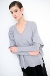 MAGLIA COLLO V MANICA LUNGA GRIGIO