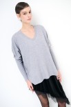 MAGLIA COLLO V MANICA LUNGA GRIGIO