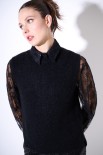 GILET PARICOLLO MOHAIR NERO