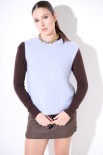 GILET PARICOLLO MOHAIR CELESTE