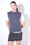 GILET PARICOLLO MOHAIR GRIGIO