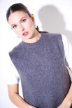 GILET PARICOLLO MOHAIR GRIGIO