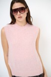 GILET PARICOLLO MOHAIR ROSA