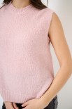 GILET PARICOLLO MOHAIR ROSA