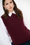 GILET PARICOLLO MOHAIR VINO