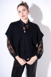PONCHO CON BOTTONE MOHAIR NERO
