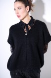 PONCHO CON BOTTONE MOHAIR NERO