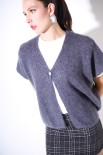PONCHO CON BOTTONE MOHAIR GRIGIO