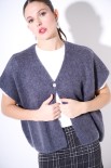 PONCHO CON BOTTONE MOHAIR GRIGIO