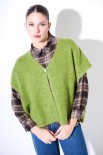 PONCHO CON BOTTONE MOHAIR VERDE