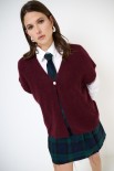 PONCHO CON BOTTONE MOHAIR VINO