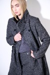 CAPPOTTO DOPPIOPETTO TEX PAILLETTES PROFILO TASCHE PIZZO NERO