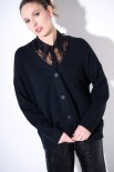CARDIGAN BOTTONI GIOIELLI SCOLLO V NERO