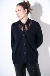 CARDIGAN BOTTONI GIOIELLI SCOLLO V NERO