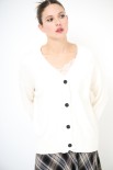 CARDIGAN BOTTONI GIOIELLI SCOLLO V BURRO