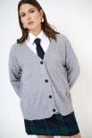 CARDIGAN BOTTONI GIOIELLI SCOLLO V GRIGIO
