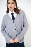 CARDIGAN BOTTONI GIOIELLI SCOLLO V GRIGIO