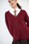 CARDIGAN BOTTONI GIOIELLI SCOLLO V VINO