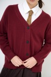 CARDIGAN BOTTONI GIOIELLI SCOLLO V VINO