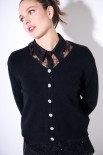 CARDIGAN BASIC BOTTONI GIOIELLO SCOLLO V NERO