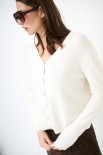 CARDIGAN BASIC BOTTONI GIOIELLO SCOLLO V BURRO