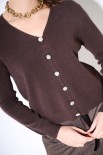 CARDIGAN BASIC BOTTONI GIOIELLO SCOLLO V MORO