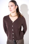 CARDIGAN BASIC BOTTONI GIOIELLO SCOLLO V MORO