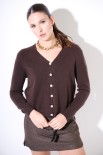 CARDIGAN BASIC BOTTONI GIOIELLO SCOLLO V MORO