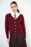 CARDIGAN BASIC BOTTONI GIOIELLO SCOLLO V VINO