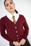 CARDIGAN BASIC BOTTONI GIOIELLO SCOLLO V VINO