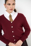 CARDIGAN BASIC BOTTONI GIOIELLO SCOLLO V VINO